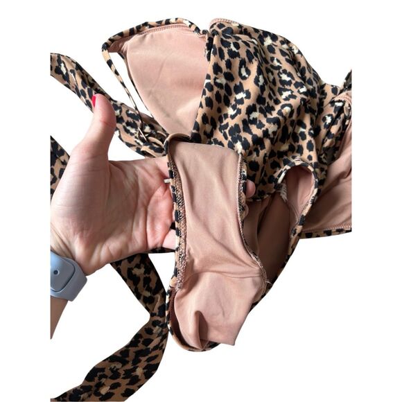 Aerie Leopard Wrap One Piece Swimsuit size L - Picture 7 of 8